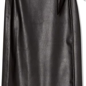 Drop Faux Leather Wrap Skirt